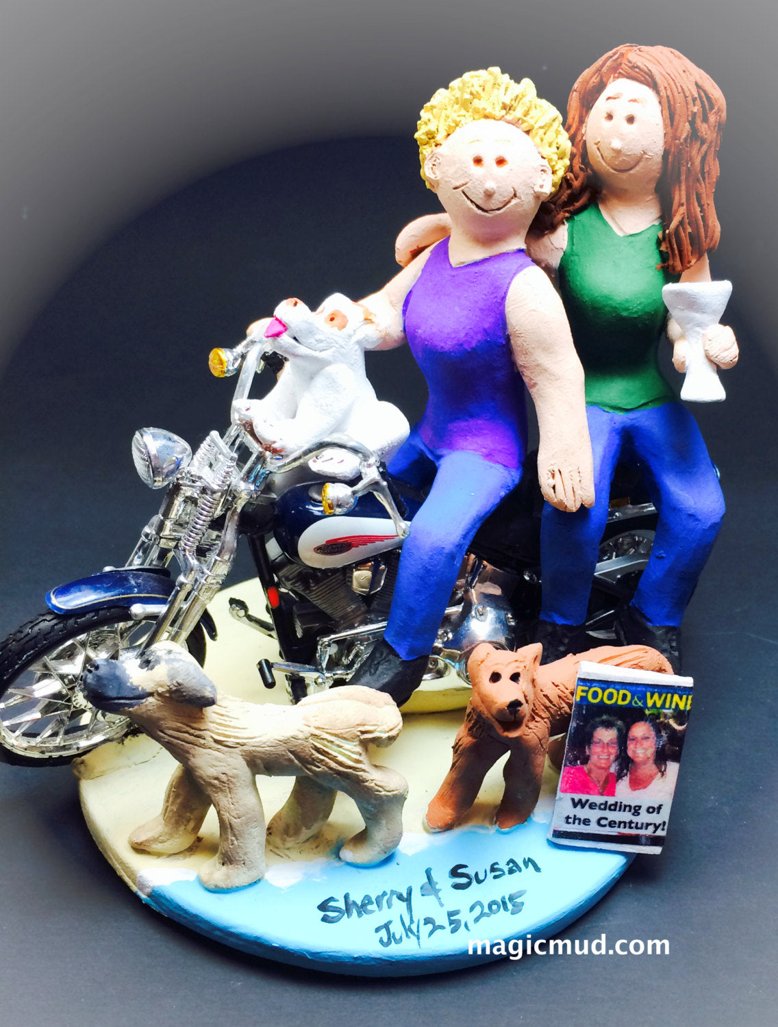 Lesbians on a Motorcycle Wedding Cake Topper, Custom Made Lesbian Wedding Cake Topper, Women's Same Sex Wedding Cake Topper, Gay Cake Topper - iWeddingCakeToppers