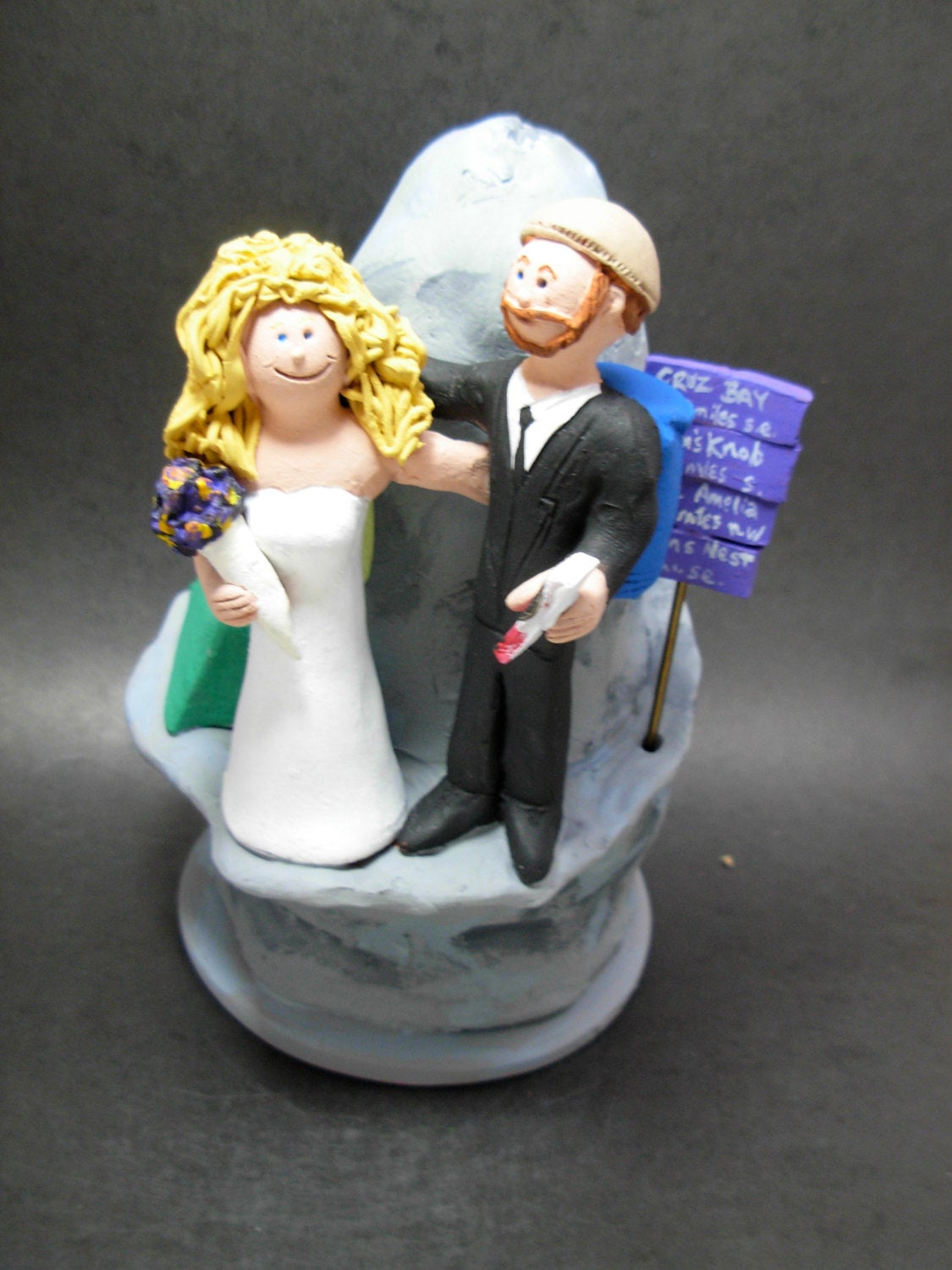 Mountaineering Bride and Groom Wedding Cake Topper - Custom Made Mountain Climbers Wedding Cake Topper,  Hiker's Wedding Cake Topper - iWeddingCakeToppers