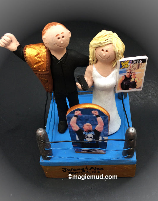 Wedding Cake Topper for a Wrestling Fan - Pro Wrestling Wedding Cake Topper - WWE Wedding Cake Topper - WWF Wedding Cake Topper - iWeddingCakeToppers