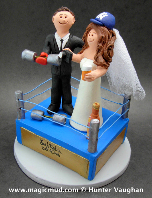 WWE Wrestling Ring Wedding Cake Topper - Custom Made Wrestlers Wedding Cake Topper - WWF Wedding Cake Topper - Pro Wrestling League Topper - iWeddingCakeToppers
