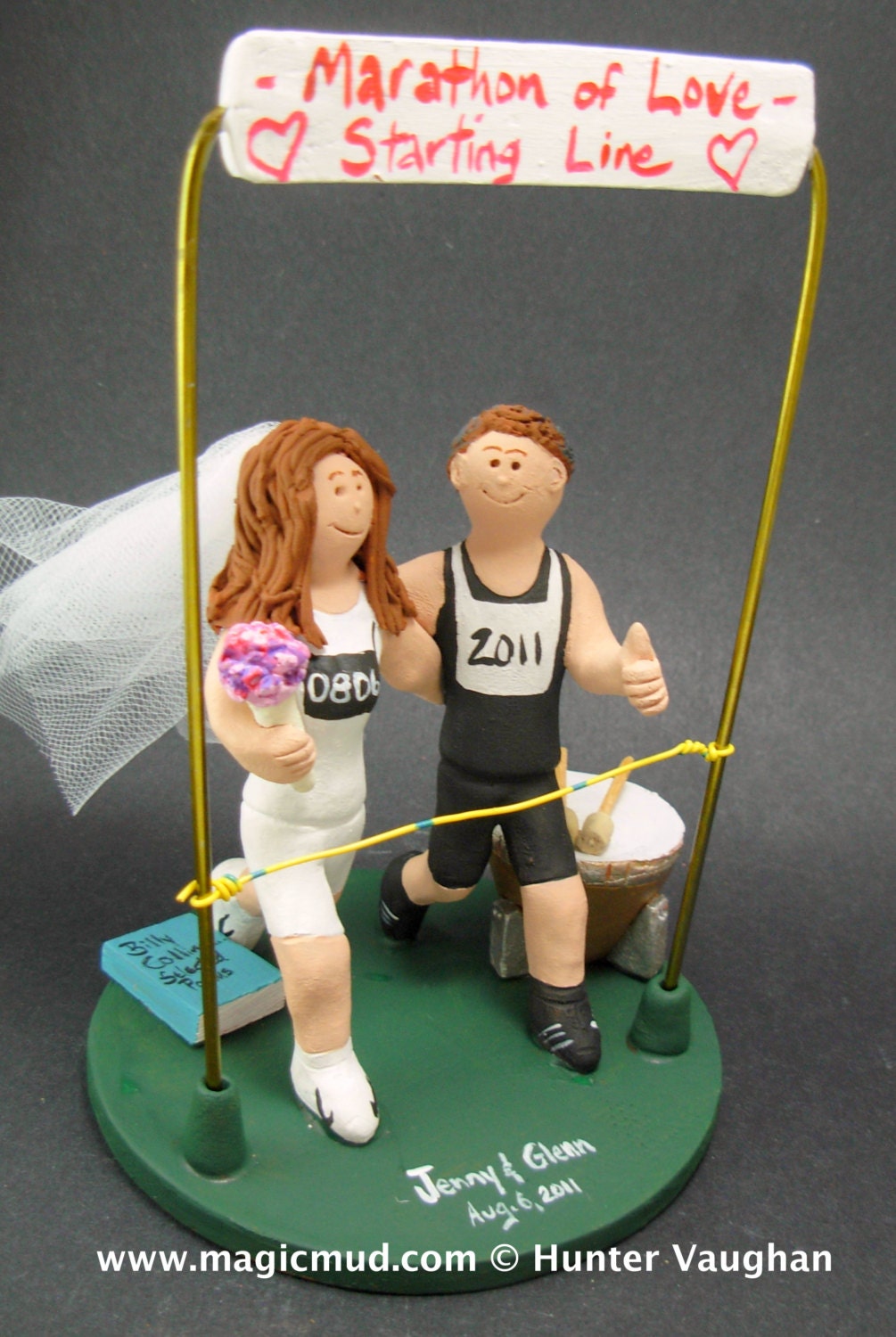 International Romance Wedding Cake Topper - Custom Made Swedish Flag Wedding Cake Topper - Marathon Runners Wedding Cake Topper