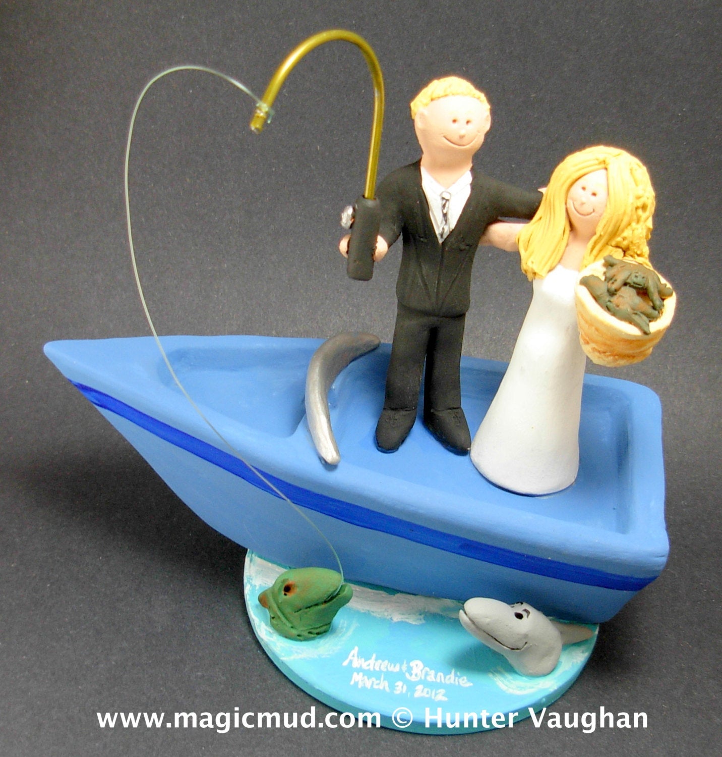 Boating Bride and Groom Wedding Cake Topper, Custom Made Sailboat Wedding Cake Topper, Boating Wedding Cake Topper, Boat Wedding Cake Topper - iWeddingCakeToppers