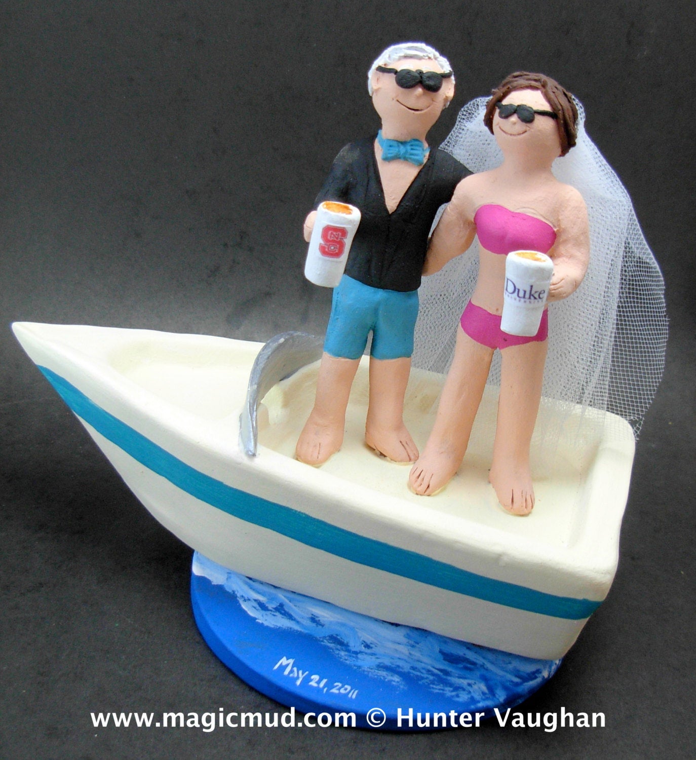 SailBoat Wedding Cake Topper, Yachting Wedding Cake Topper - Sailor's Wedding Cake Topper- MotorBoat Wedding Cake Topper - iWeddingCakeToppers