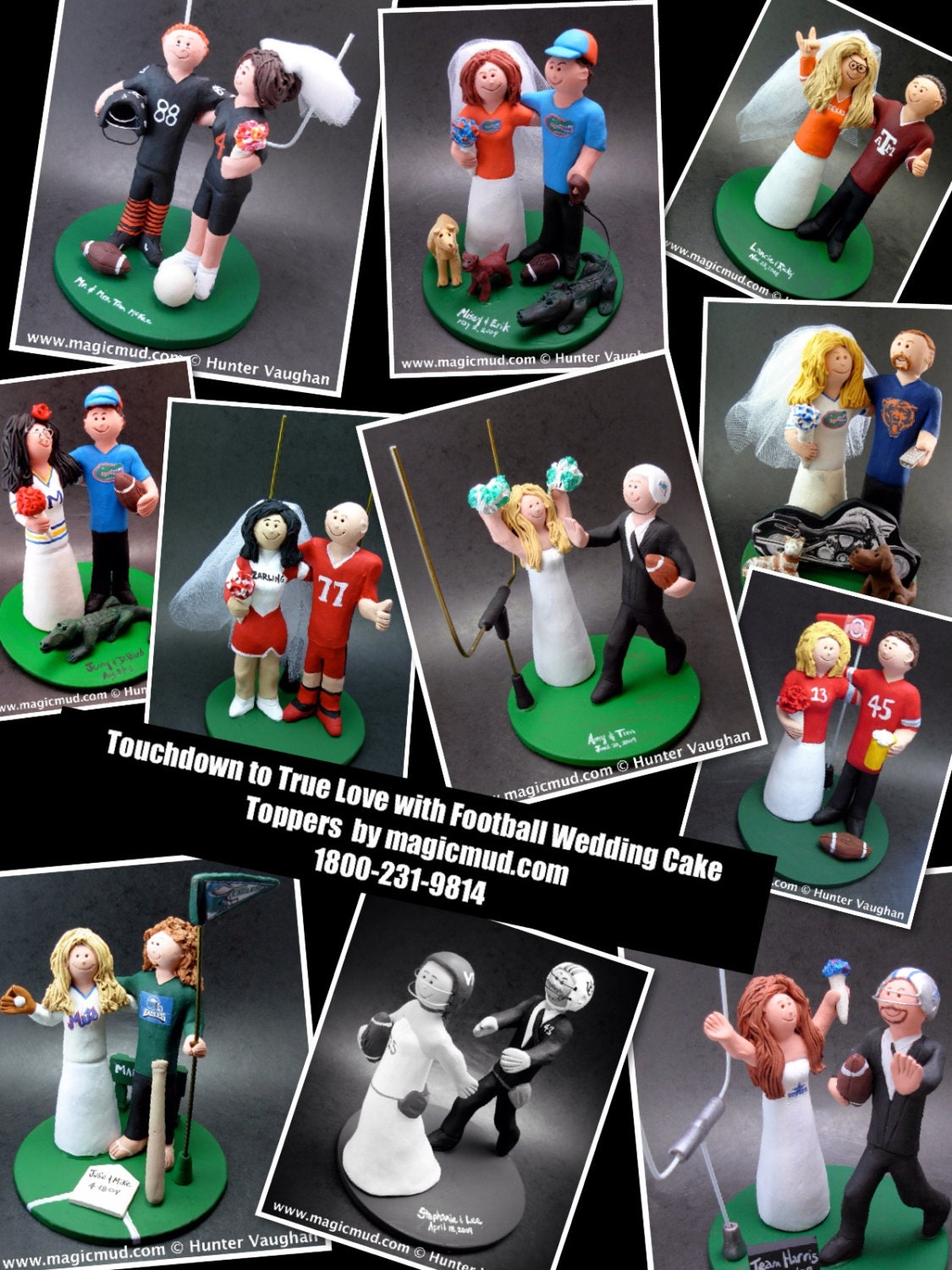 Football Wedding Cake Topper,  Football Bride Wedding Cake Topper -  Steeler's Wedding Cake Topper - New York Giants Wedding Cake Topper