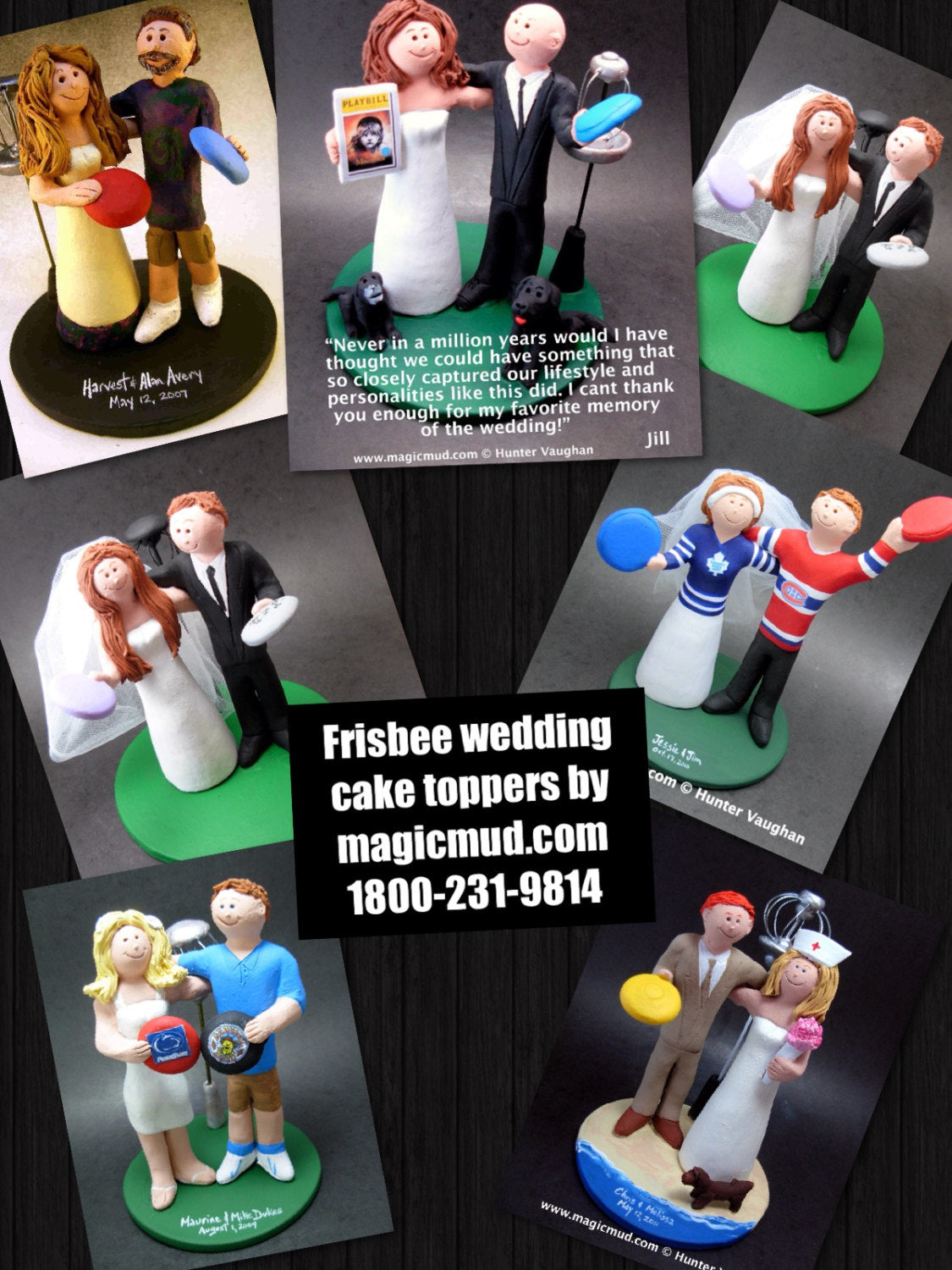 Disc Golf Wedding Cake Toppers, Custom Made Frisbee Golf Wedding Cake Topper - Frisbee Wedding Cake Topper - Custom Wedding Cake Topper - iWeddingCakeToppers