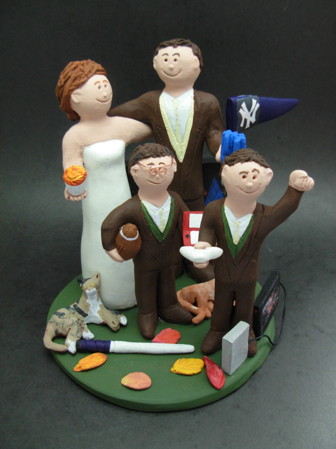 Family Cake Toppers, Custom Made Blended Family Wedding Cake Topper - Mixed Family Wedding Cake Topper - Two Family Wedding Cake Topper
