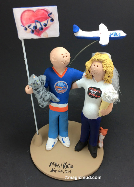 New York Islanders Wedding Cake Topper, Pregnant Bride Wedding Cake Topper, Pearl Jam Wedding Cake Topper,  Wedding Cake Topper Custom Made