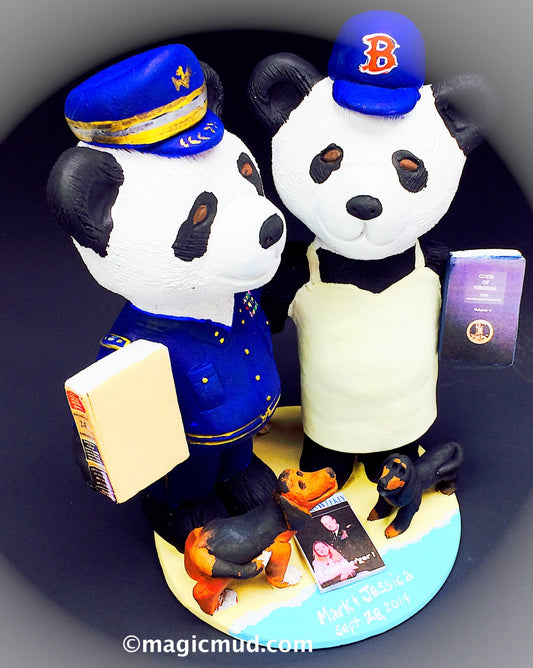 Pandas Wedding Cake Topper - Custom Made Panda Bear Wedding Cake Topper,  Wedding Cake Topper with Panda Bears