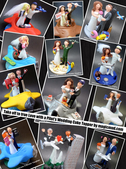 Pilot's Wedding Cake Topper - Custom Made Airline Wedding Cake Topper - Airplane Wedding Cake Topper - Air Force Pilot Wedding Cake Topper - iWeddingCakeToppers