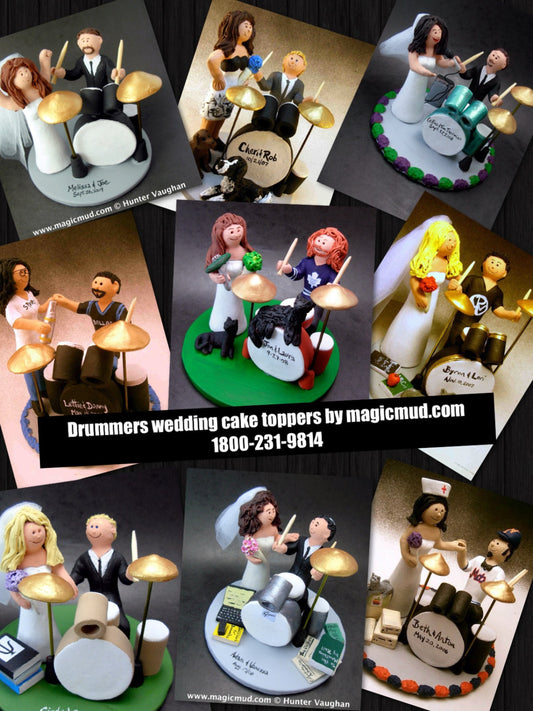 Drumming Groom Wedding Cake Topper, Custom Made Drummers Wedding Cake Topper, Drum Wedding Cake Topper, Wedding Cake Topper for a Drummer - iWeddingCakeToppers