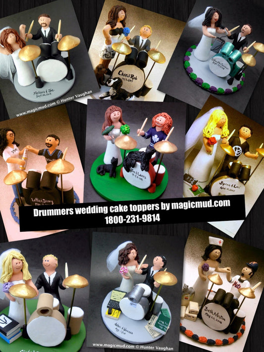 Drumming Groom Wedding Cake Topper, Custom Made Drummers Wedding Cake Topper, Drum Wedding Cake Topper, Wedding Cake Topper for a Drummer