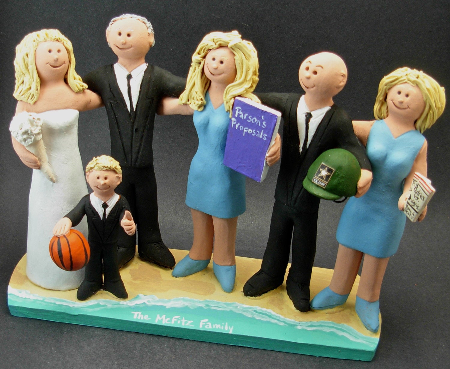 Family Cake Toppers, Custom Made Blended Family Wedding Cake Topper - Mixed Family Wedding Cake Topper - Two Family Wedding Cake Topper - iWeddingCakeToppers