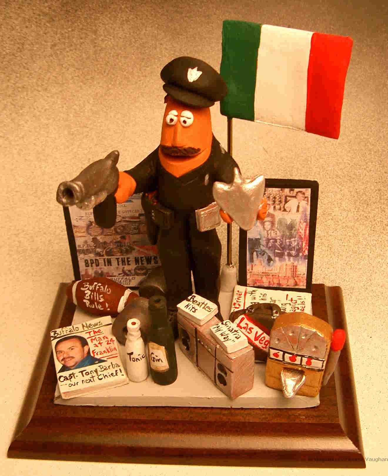 Policeman Figurine available no where else...made to order incorporating his Italian heritage, casino love, and much more.